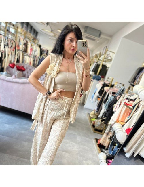 lniana kamizelka z odpinaną broszką // 1491