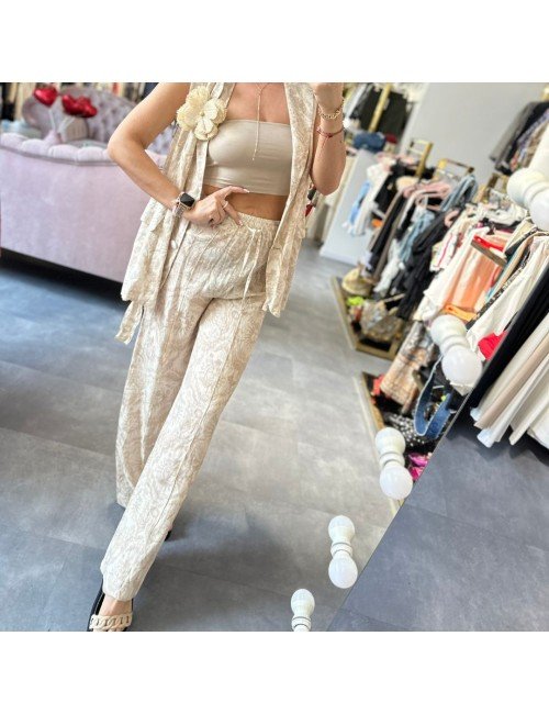 lniane luźne spodnie z gumką // 1492*