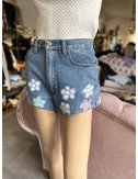 jeansowe szorty z wyszywanymi kwiatami // 1546*