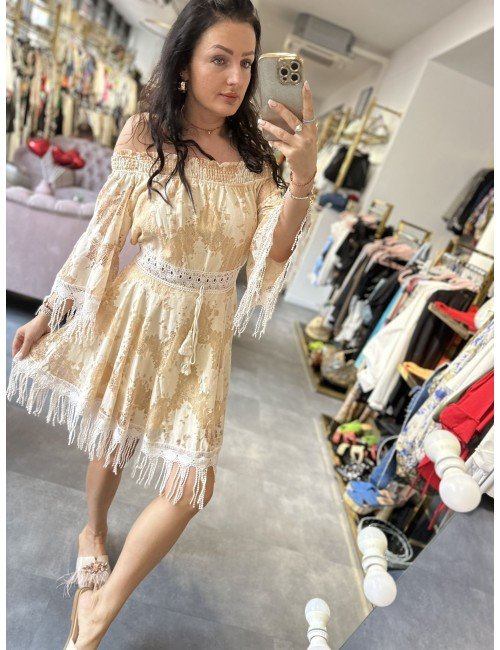 beżowa sukienka boho // 1557