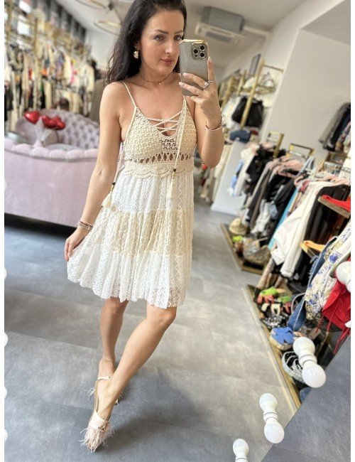 Beżowa sukienka boho od Ana Caselli // 1559