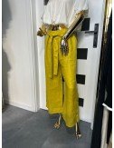 żółte lniane spodnie z gumką 100% len // 1579