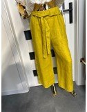żółte lniane spodnie z gumką 100% len // 1579