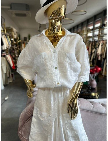 biała luźna koszula 100% len // 1585