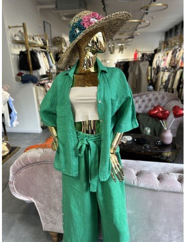 zielona luźna koszula 100% len // 1587