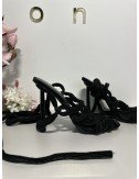czarne wiązane sandałki // 1592*