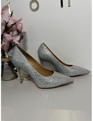 Srebrne, cekinowe buty na wysokim obcasie // 748*