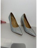 Srebrne, cekinowe buty na wysokim obcasie // 748*