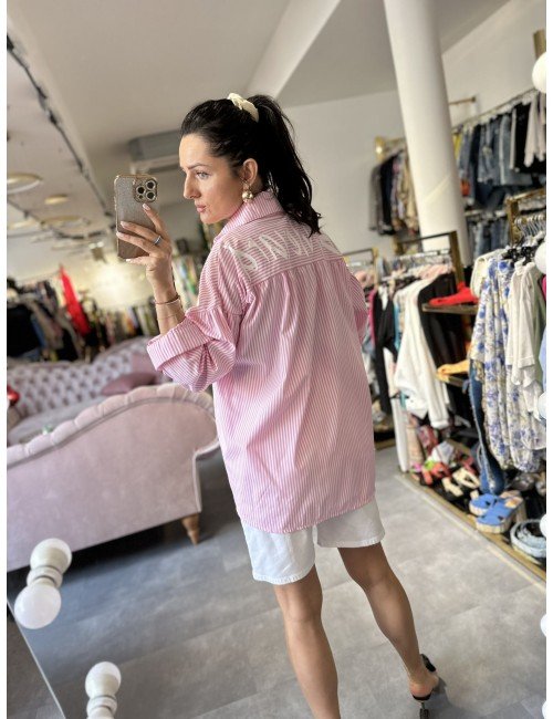 różowa koszula w paski // 1633