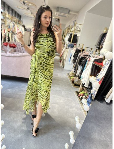 zielona długa asymetryczna sukienka // 1666