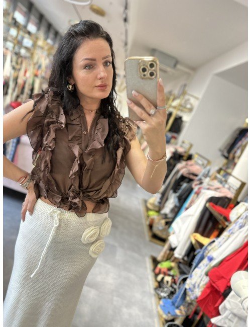 brązowa bluzka jedwab + bawełna // 1684