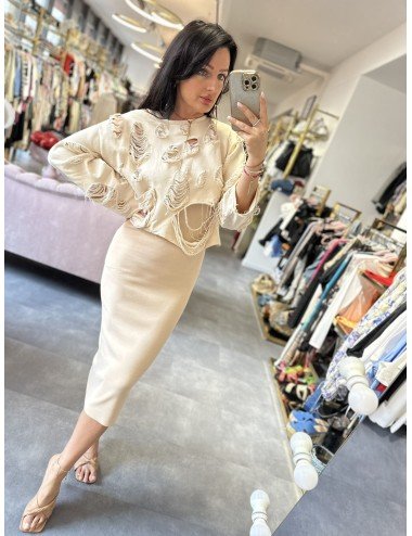 beżowy bawełniany sweterek // 1691*