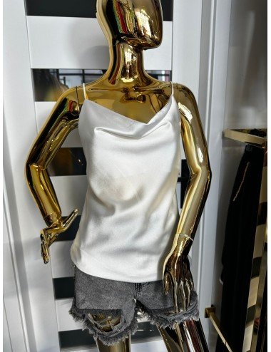 biała koszulka na cienkich ramiączkach // 1739