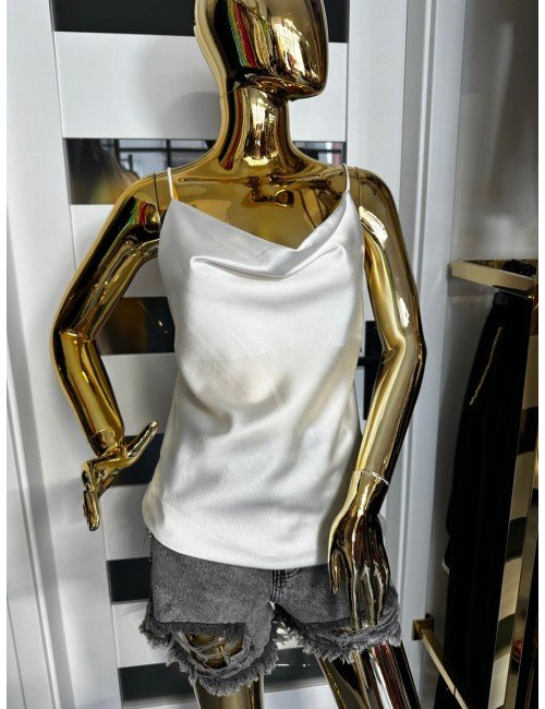 biała koszulka na cienkich ramiączkach // 1739