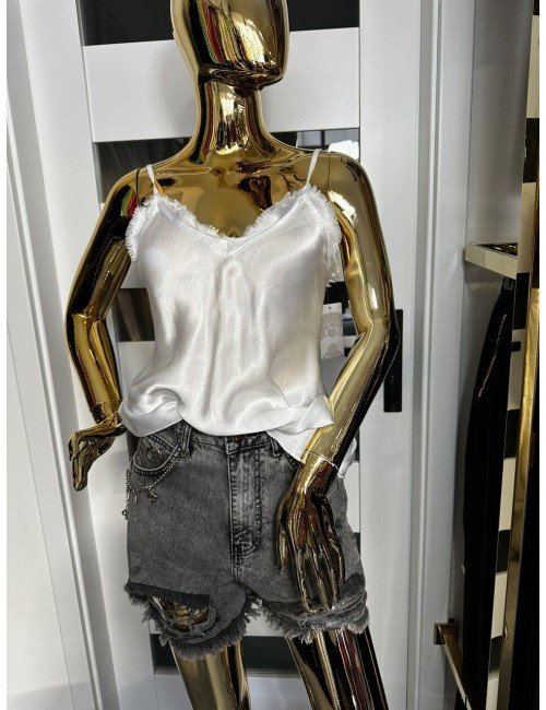 biały top na cienkich ramiączkach // 1742