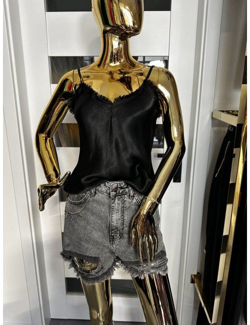 czarny top na cienkich ramiączkach // 1743