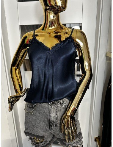 granatowy top na cienkich ramiączkach // 1744