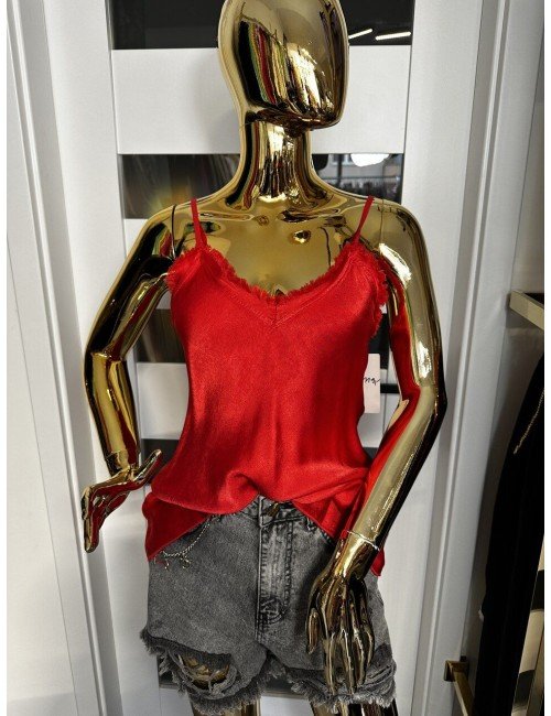 czerwony top na cienkich ramiączkach // 1745