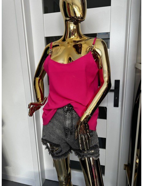 różowa bluzka ze złotym łańcuszkiem na ramiączkach // 1747