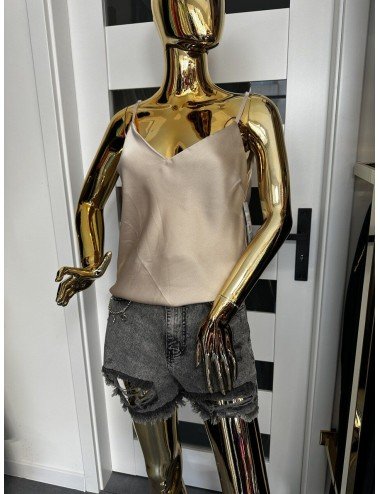 bezowa koszulka na regulowanych ramiączkach // 1748