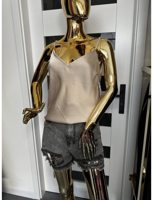 bezowa koszulka na regulowanych ramiączkach // 1748