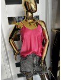 różowa koszulka na cienkich ramiączkach // 1749