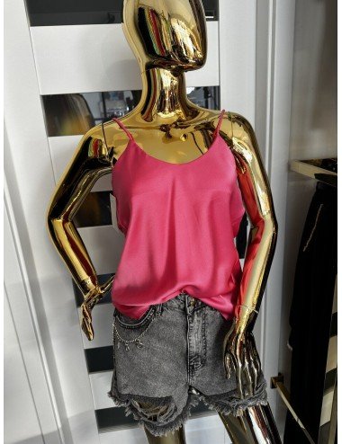 różowa koszulka na cienkich ramiączkach // 1749