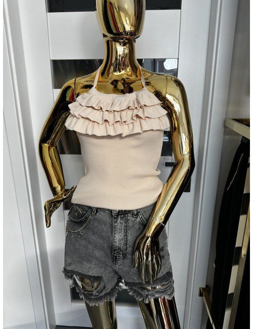 beżowy top z falbanką od HaveOne // 1752