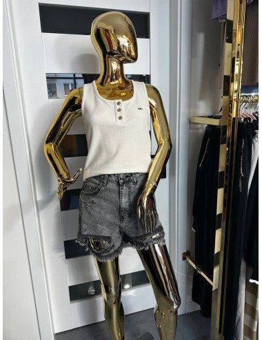 kremowy top ze złotymi guzikami // 1765