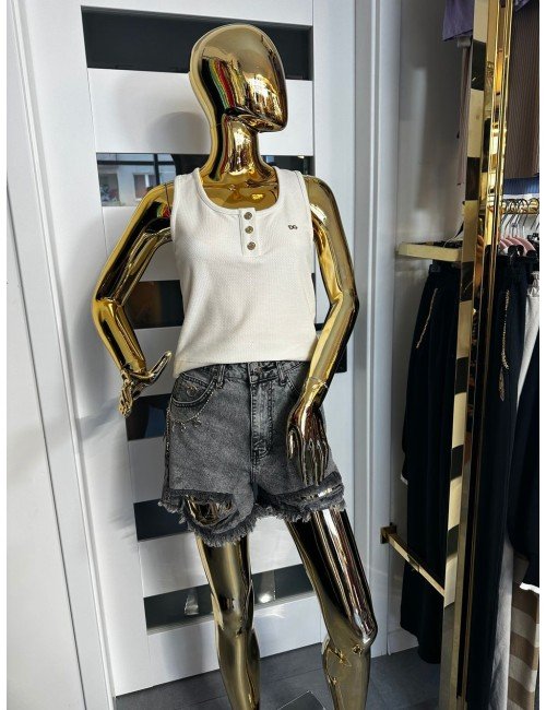 kremowy top ze złotymi guzikami // 1765