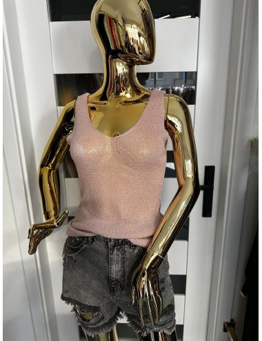 różowy ażurowy top // 1771