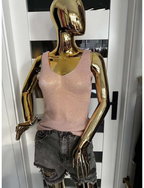 różowy ażurowy top // 1771