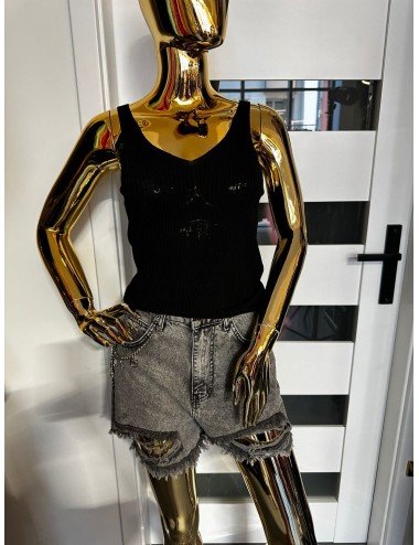 czarny top na ramiączka //  1783