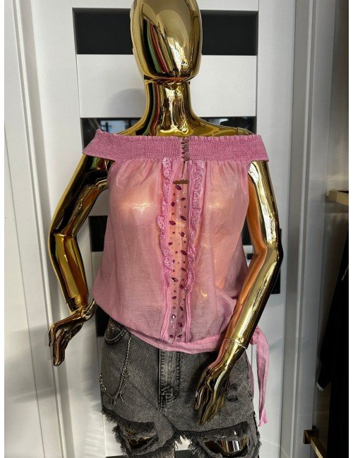 różowa koszulka, bawełna i jedwab // 1849