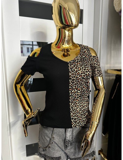 czarna koszulka z panterką // 1850