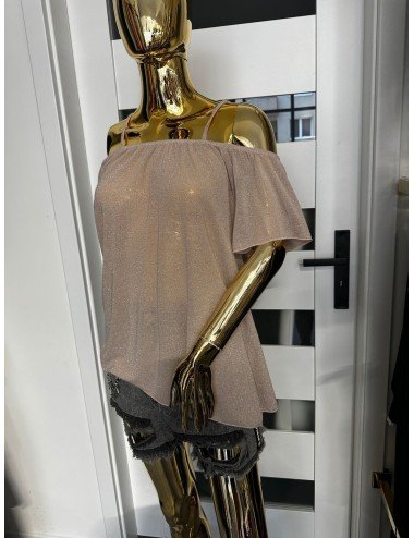 błyszcząca różowa koszulka na ramiączka // 1856