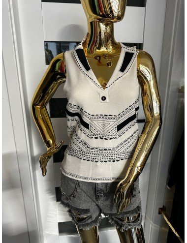 biało-czarna bluzeczka na ramiączka // 1863