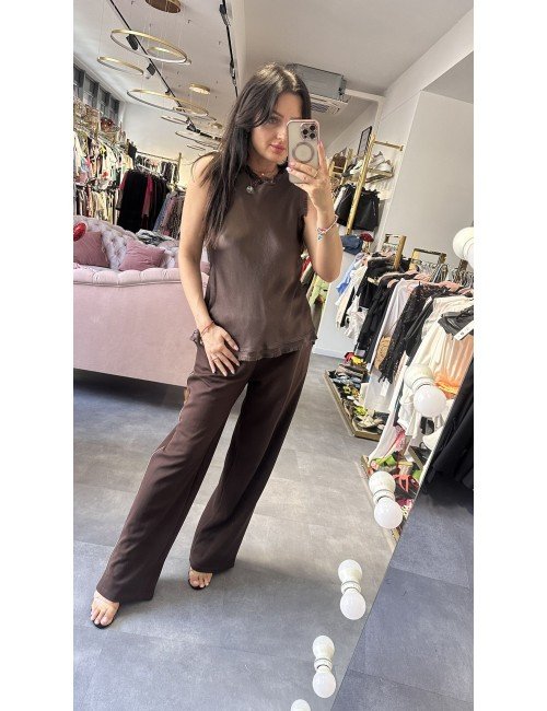 brązowa bluzka na ramiączka, wiskoza // 1909