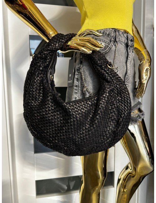 Duża Czarna Torebka Skórzana | Włoska Torba Shopper na Ramię