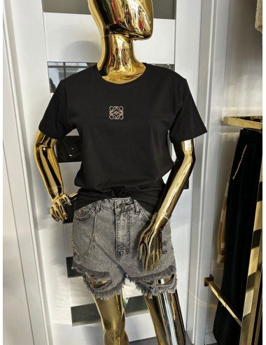 czarny T-Shirt ze złotym znaczkiem // 1878