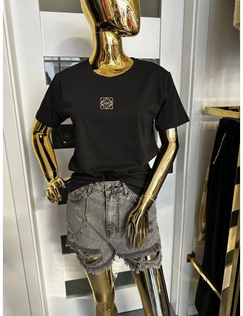 czarny T-Shirt ze złotym znaczkiem // 1878