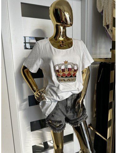 biały T-Shirt z koroną // 1914