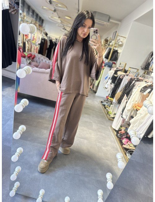 bawełniany brązowy komplet bluza i spodnie // 1955