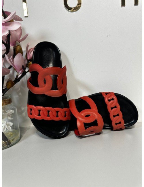 Czerwone klapki ze skóry naturalnej od Federica Lancioni // 1994