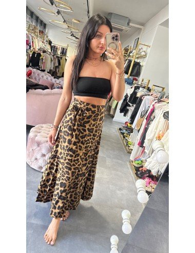 Długa spódnica w panterkę, wiązana // 2028