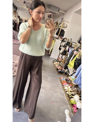 miętowy  sweterek z dekoltem // 2039