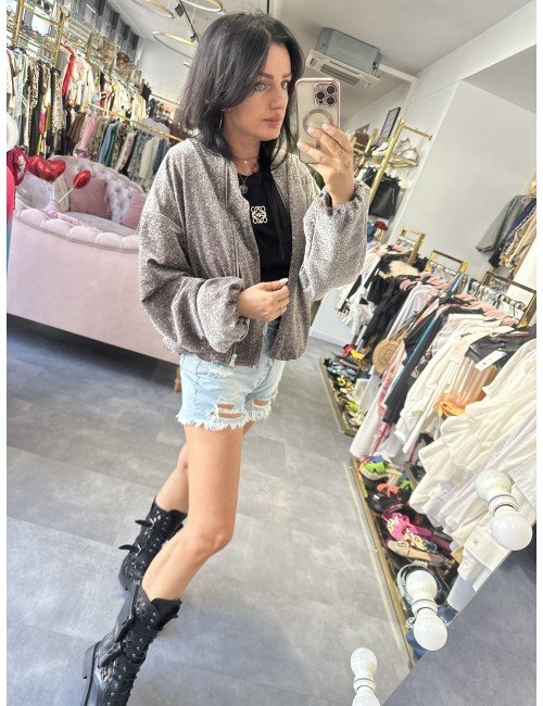 szara mieniąca się bomberka z cekinami // 2042