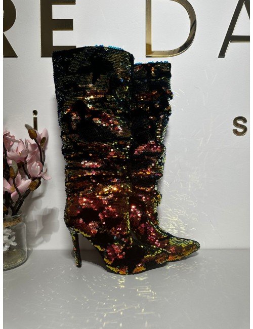 zamszowe kozaki z cekinami // 2071