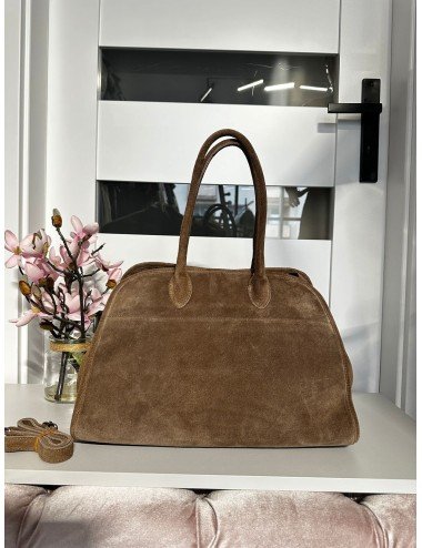 Brązowa Zamszowa Torebka AdoreDanew | Duża Torba Shopper na Ramię
