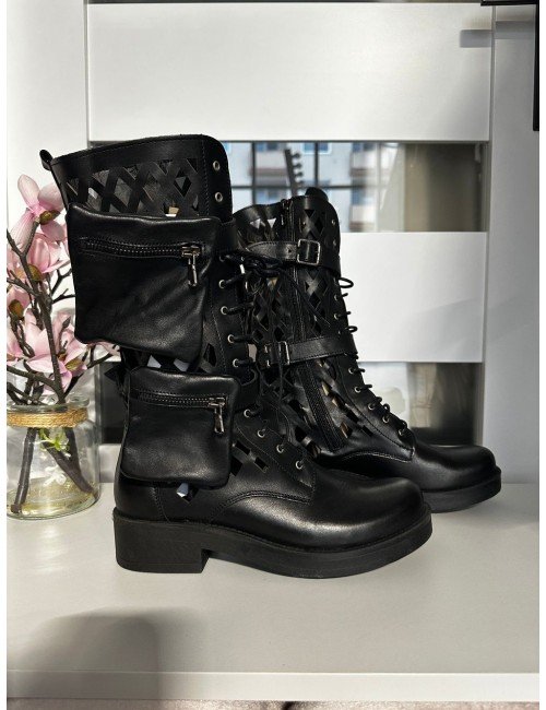 Czarne wysokie trapery // 1458